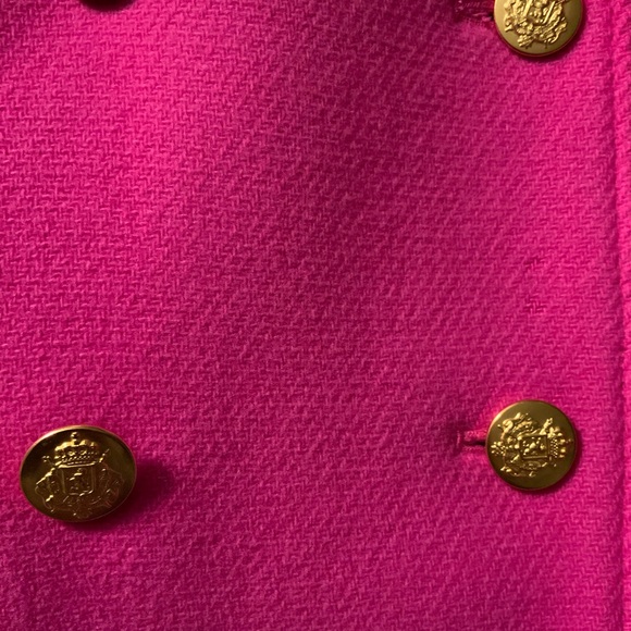 J. Crew Pink Double Breasted Stadium Cloth Pea Coat with Gold Buttons - Picture 6 of 8